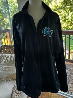Sport-Tex Black Full-Zip Utility Jacket with Teal & White Logo Size 3XL
